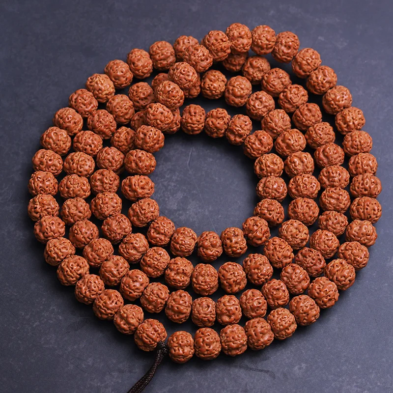 Grade Honeycomb Small King Kong Bodhi Seeds 108 Tablets Men's Bracelet Red Leather Color Fast