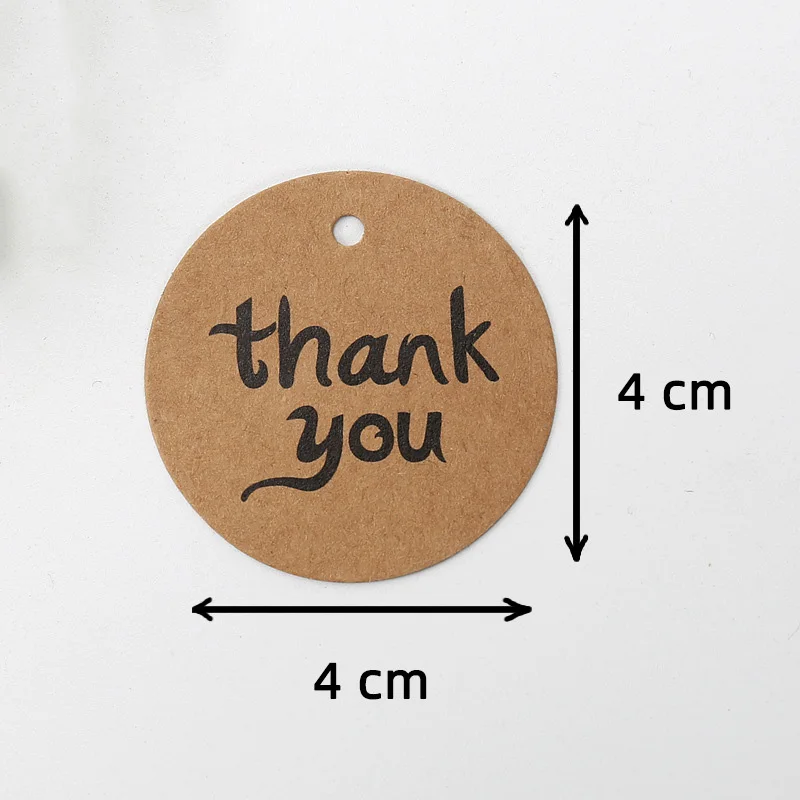 100pcs 4cm Round Kraft Paper Tags Thank You Merci Love Print Tag Labels Handmade Product Garment Shoes Hang Tag DIY Accessories