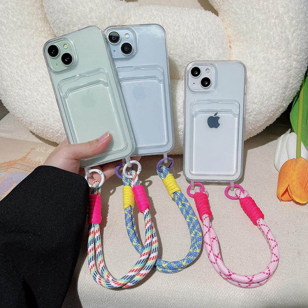 

Lanyard Card Holder Phone Case For iPhone 16 Pro Max Funda iPhone 11 15 13 14 12 XR X Xs 7 8 Plus SE 6 15pro 13pro Silicon Cover
