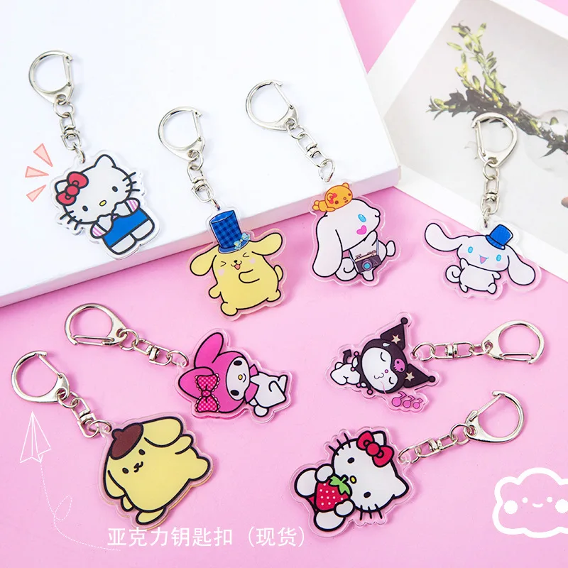 

Anime Accessories Hello Kitty Y2k Keychain Kuromi My Melody Pochacco Cinnamoroll Hello Kitty Things Clear Acrylic Pendant Gift