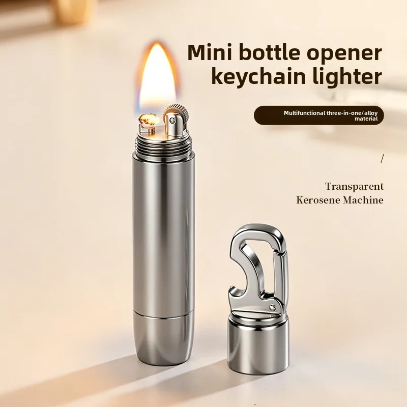 New Mini Multifunctional Fuel Lighter, Portable Keychain Lighter, Cigarette Accessories, Men's Gift