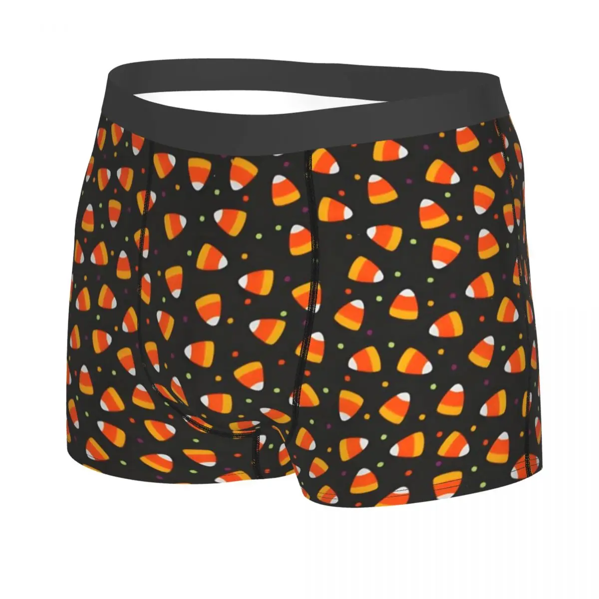 Custom Candy Corn Dots On Black Halloween Novelty Underwear Male Printed Boxer Briefs Shorts Panties Soft Underpants