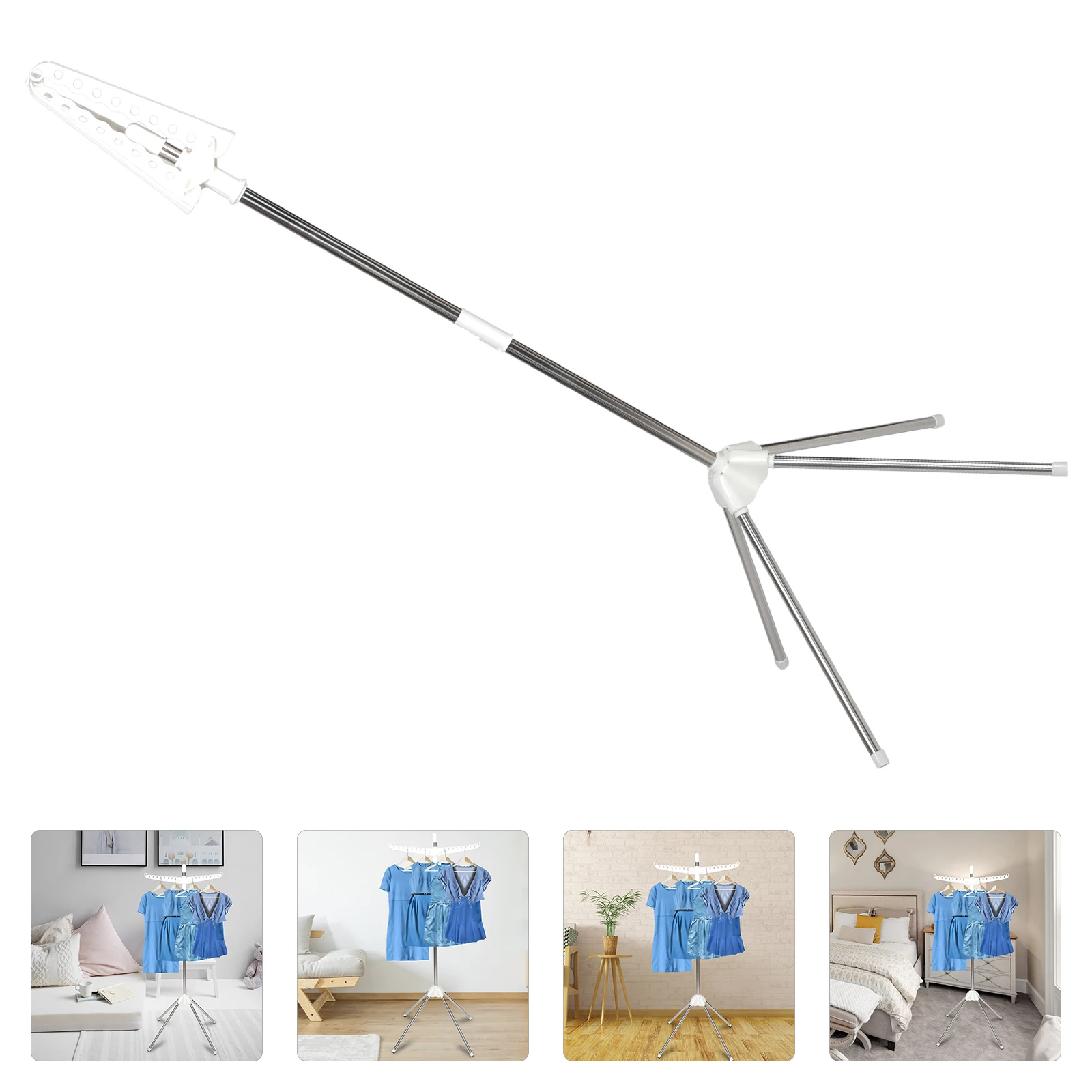 Rotatable Clothes Drying Rack Foldable Free Standing Garment Hanging Rack for Indoor Outdoor Use Detachable Coat Drying Stand