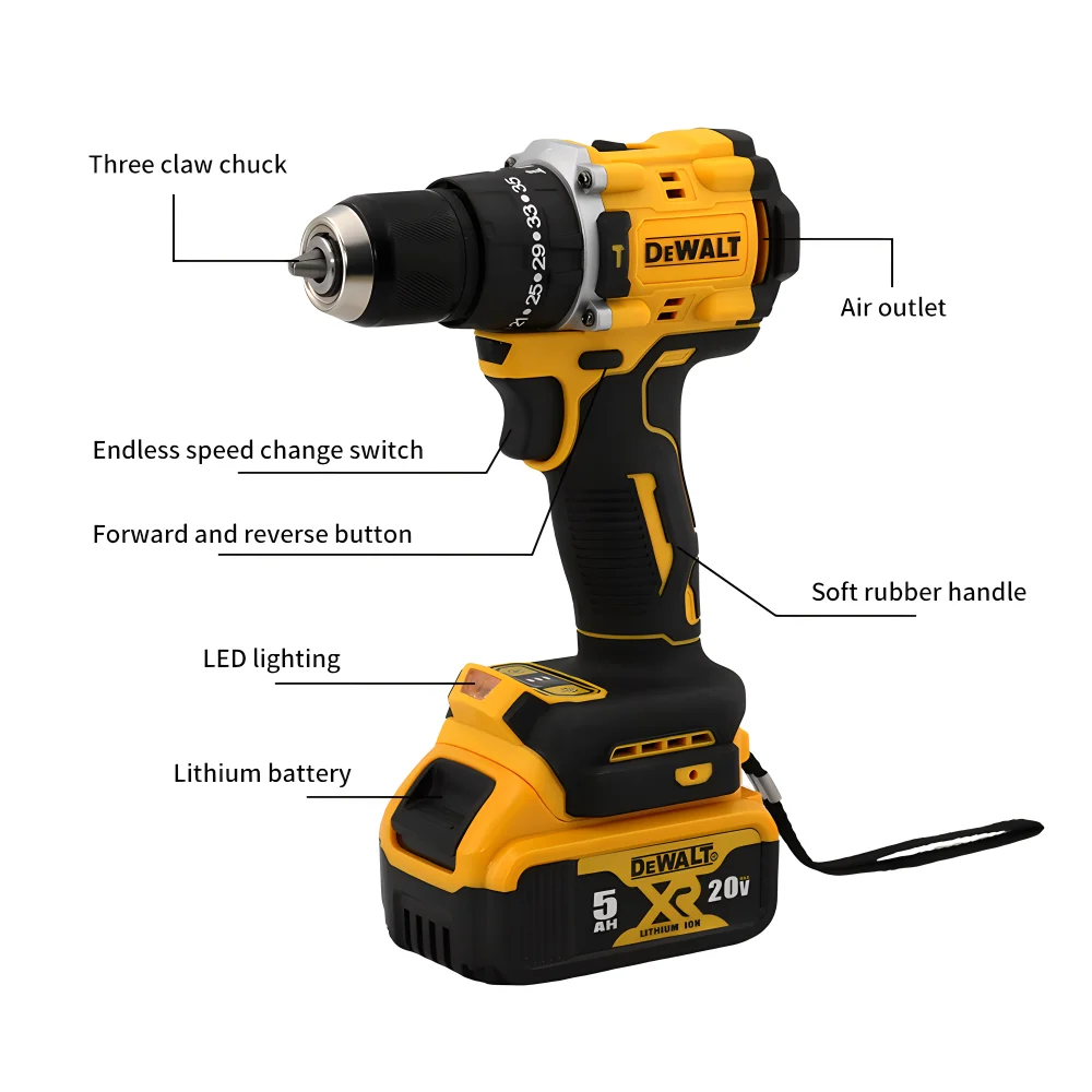 Dewalt DCD805 20V Brushless Impact Drill Cordless Drill Impact Drill /Driver Kit Tool in Rechargeable Electric Tools Wrench