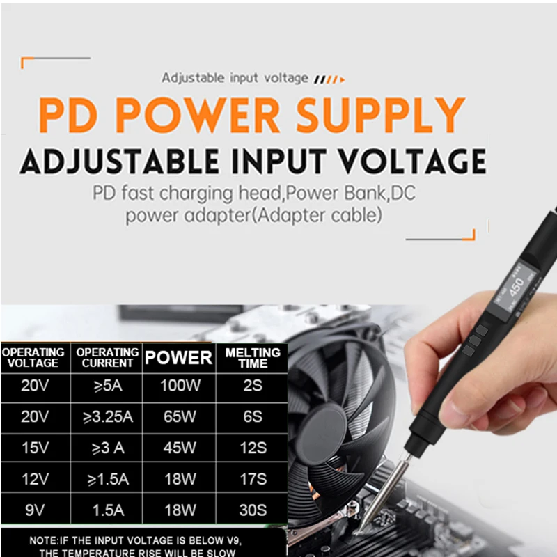 Soldador eléctrico PTS200, Mini estación de soldadura portátil inteligente de 100W de calentamiento rápido, punta Universal PTS201/TS101/TS100