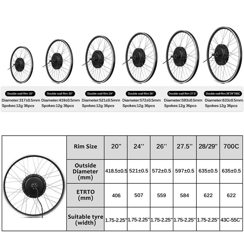 Electric Bicycle Rear Wheel Motor, E-bike Conversion Kit, Brushless Hub Motor, Mountain Dirt Bike Motor, MXUS V3, 72V, 3000W