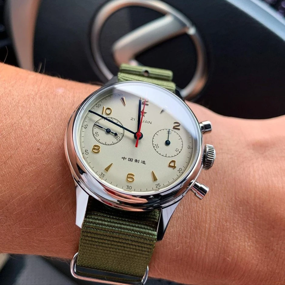 Seakoss 38 مللي متر 40 مللي متر للرجال 1963 كرونوغراف أكريليك الياقوت الزجاج مع النورس ST19 حركة لف اليد الذكور ساعات آلية