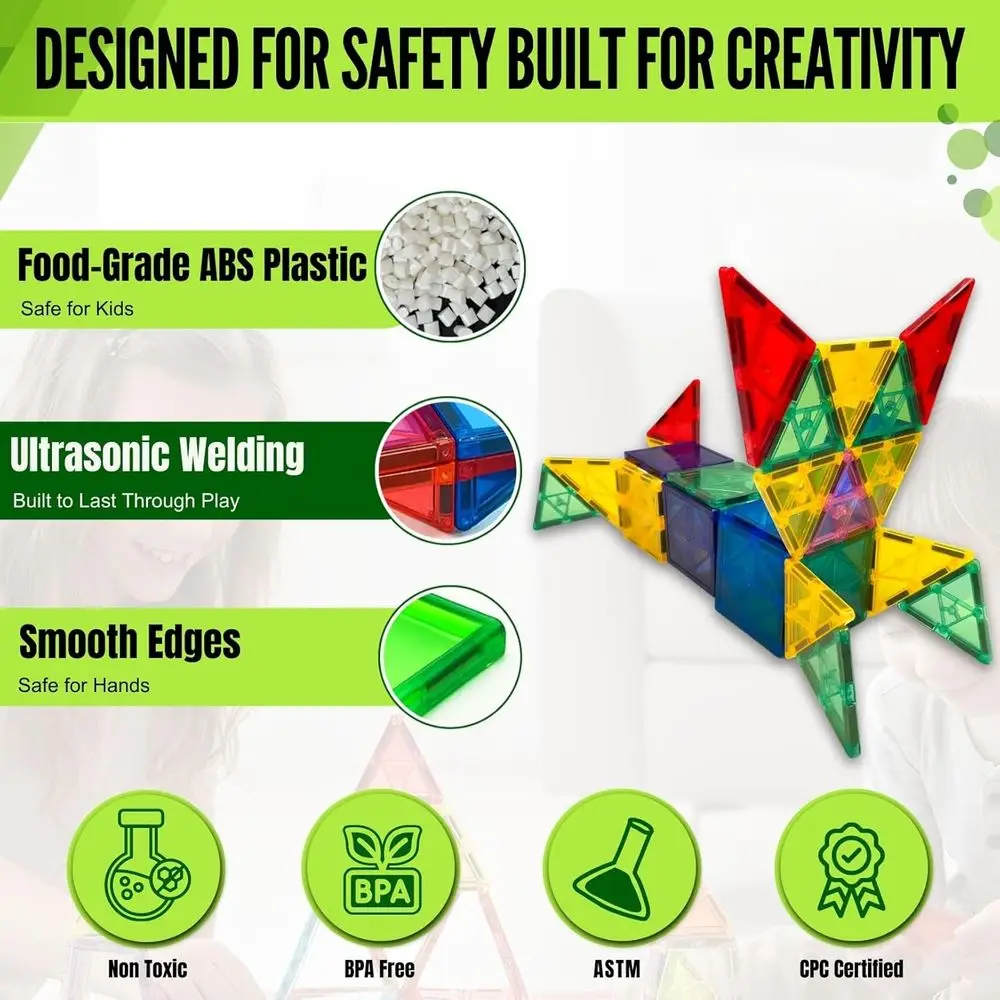 180-częściowy zestaw magnetyczny do budowania z 2 podstawami pod samochody, zabawki STEM dla dzieci w wieku 3-12 lat, kreatywne magnesy dla chłopców i dziewcząt