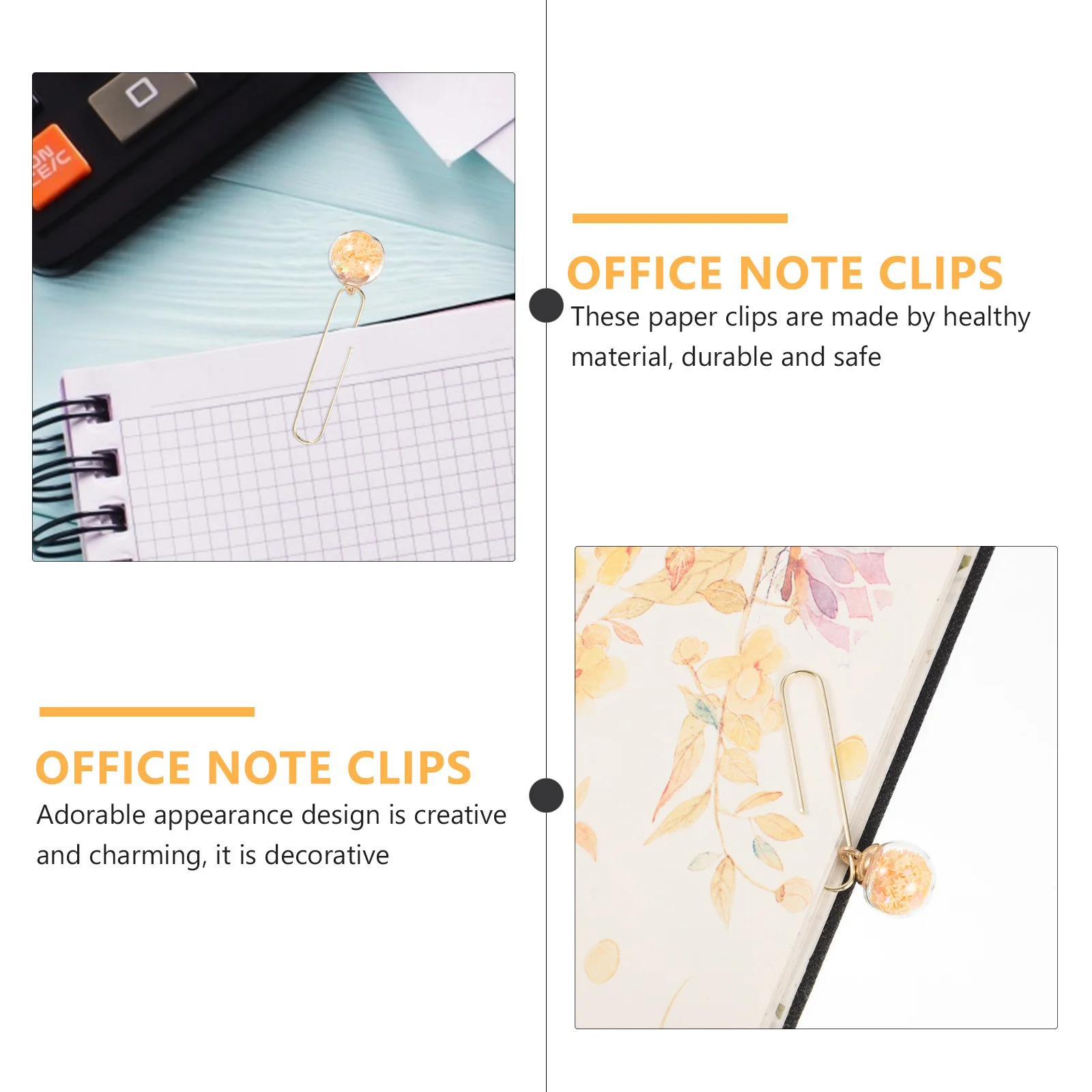 

5Pcs Adorable Paper Clips Creative Design Office Paper Clamp Material No Scratch Ideal for Documents Money Letters