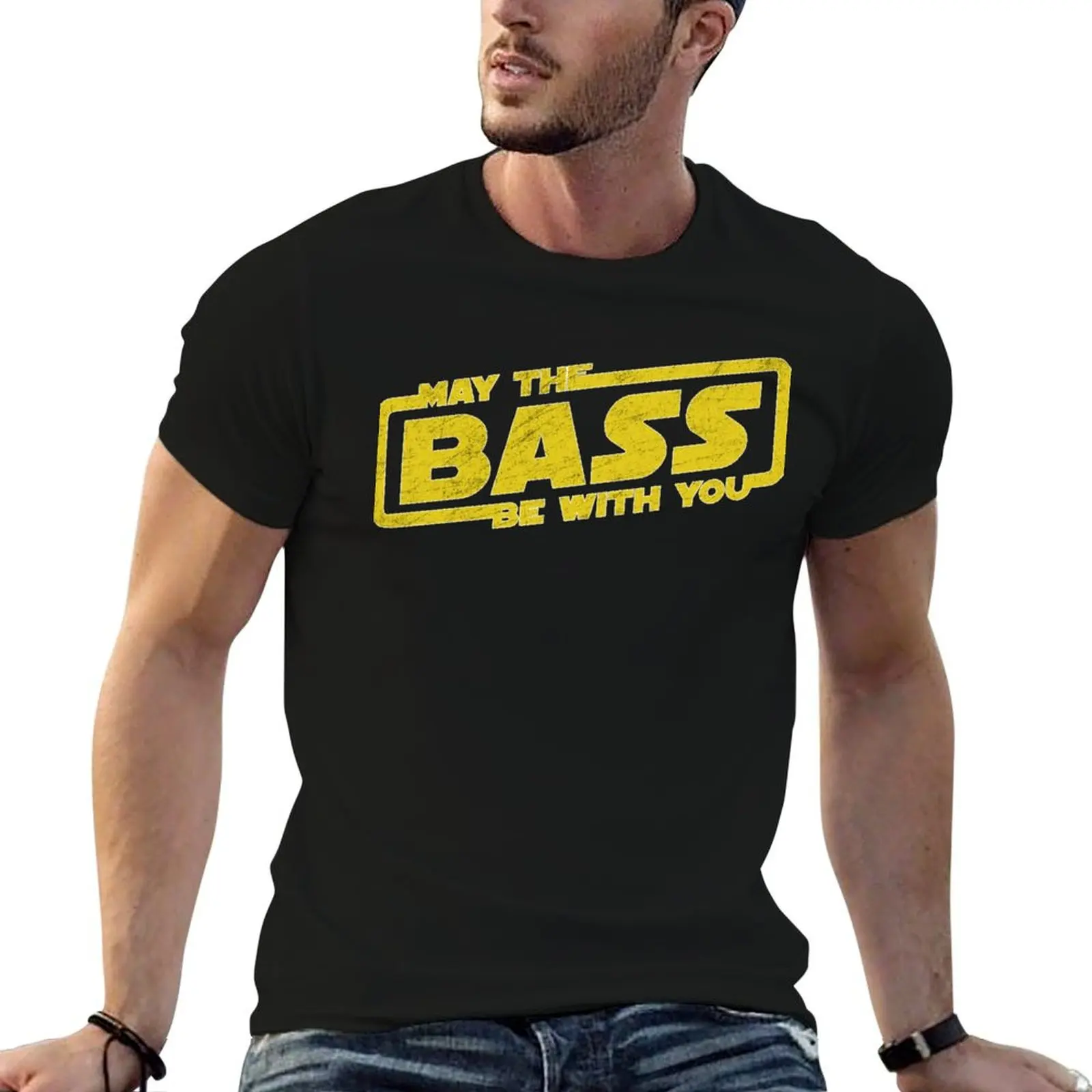 May The Bass Be With You - Electro Party Techno EDM T-Shirt Basic Regular Fit Casual T-Shirt