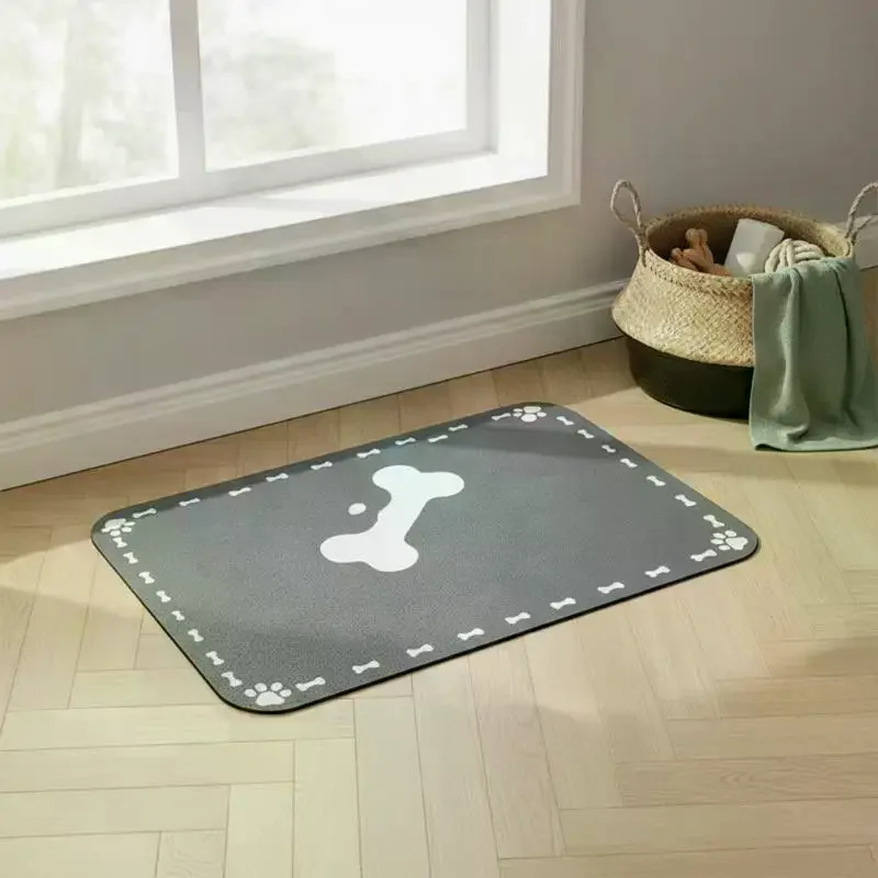 Diatomaceous Mud Absorbent Pet Placemat For Food And Water Bowl With Waterproof Quick-Dry Rubber Backing Non-Slip Home Pet Mat