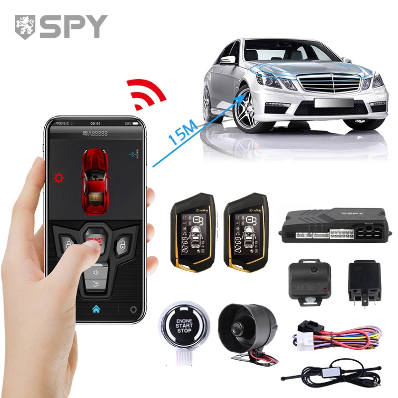 SPY 2-Way Car Burglar Alarm Security PKE Keyless Entry Vibration Sensing 2-LCD Remote Control 1500m-Vibration alarm distance