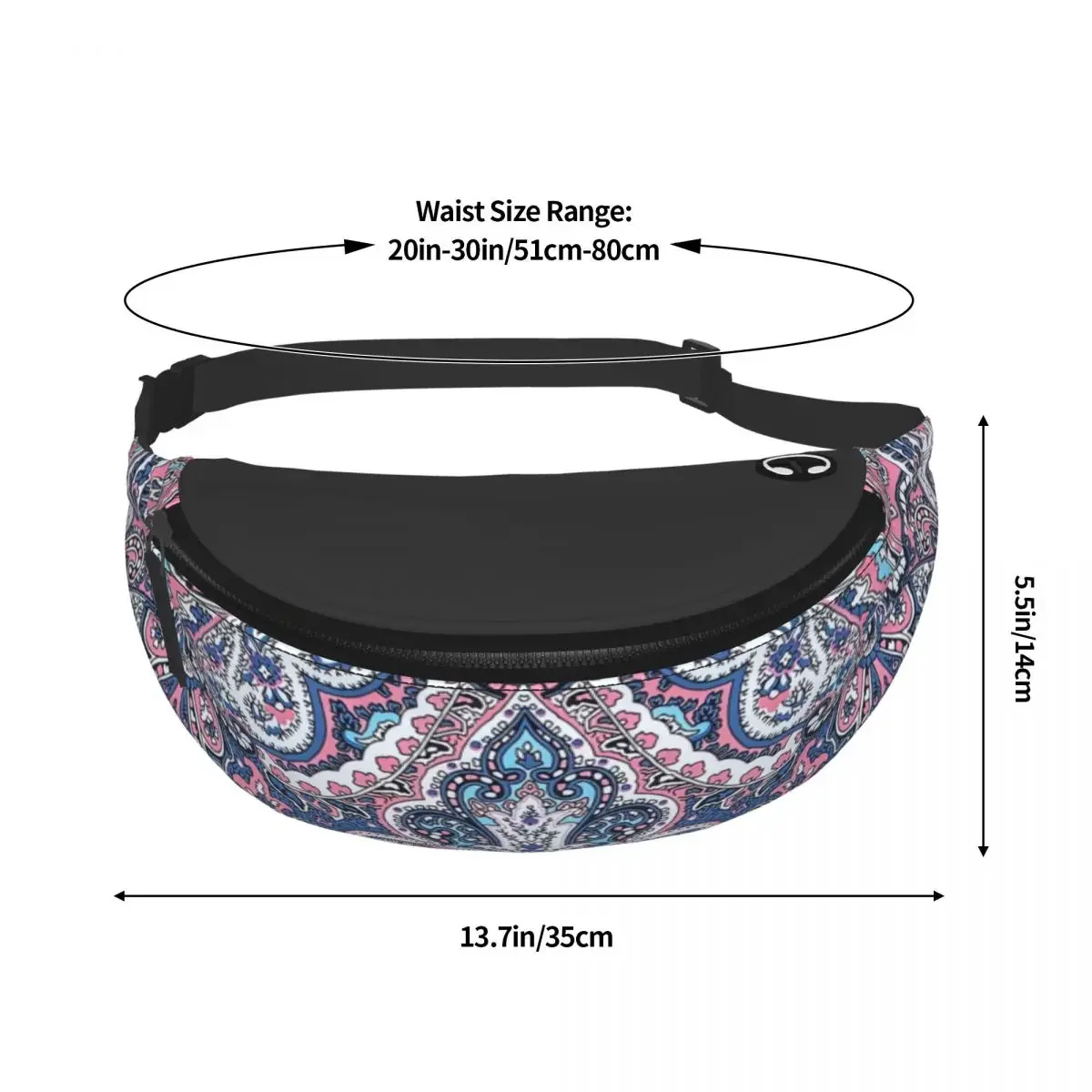 Cool Desert Rose And Blue Paisley Fanny Pack Women Men Boho Floral Art Crossbody Waist Bag for Traveling Phone Money Pouch