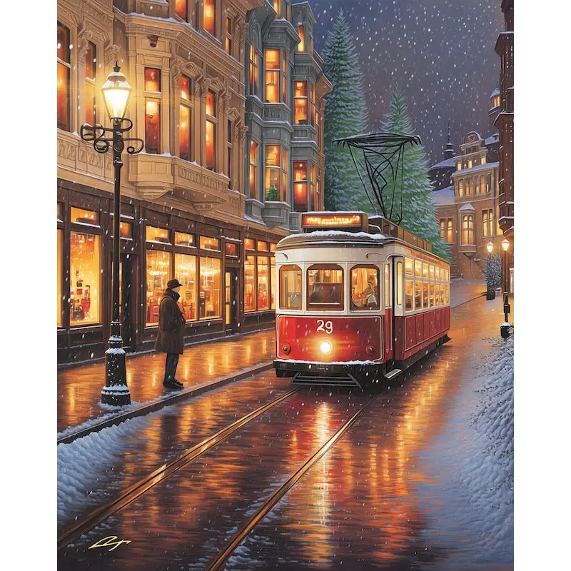 GATYZTORY Cityscape Painting By Numbers For Adults DIY Kits Abstract Acrylic Paint DIY Canvas Painting Drawing Coloring By Num