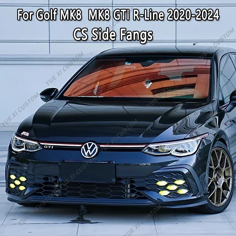 

CS Fangs Spoiler Car Fog Light Canard for VW Golf MK8 R-Line GTI GTD GTE 2020 2- 2024 Front Bumper Side Splitter Spoiler Bodykit