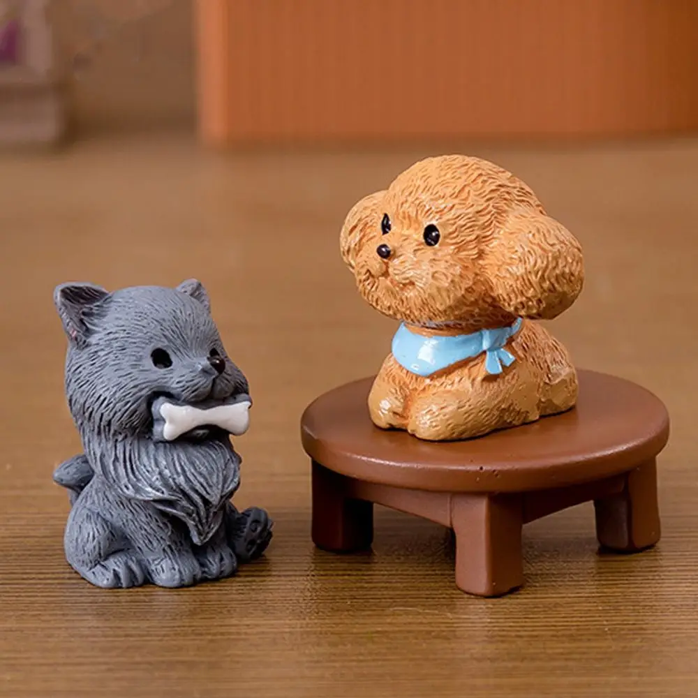 Figuritas de perro en miniatura, adornos de Micro paisaje de animales de dibujos animados para la habitación del hogar, Accesorios de escritorio