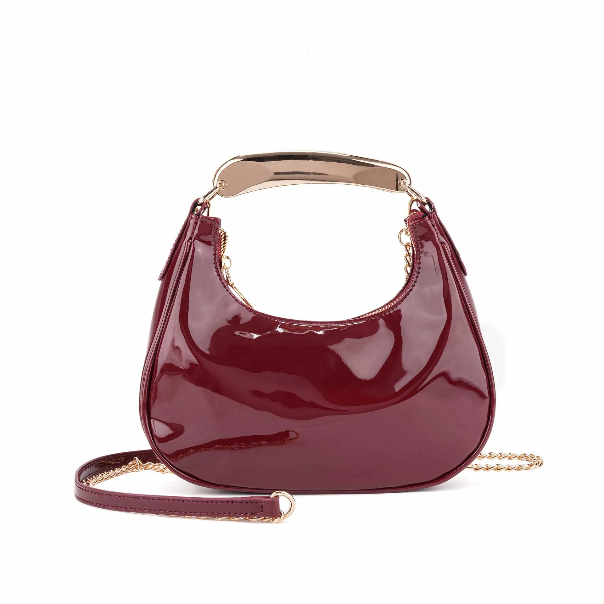 

2025 New shiny design crescent bag for women metal shoulder cross-body dumpling bag female underarm bag