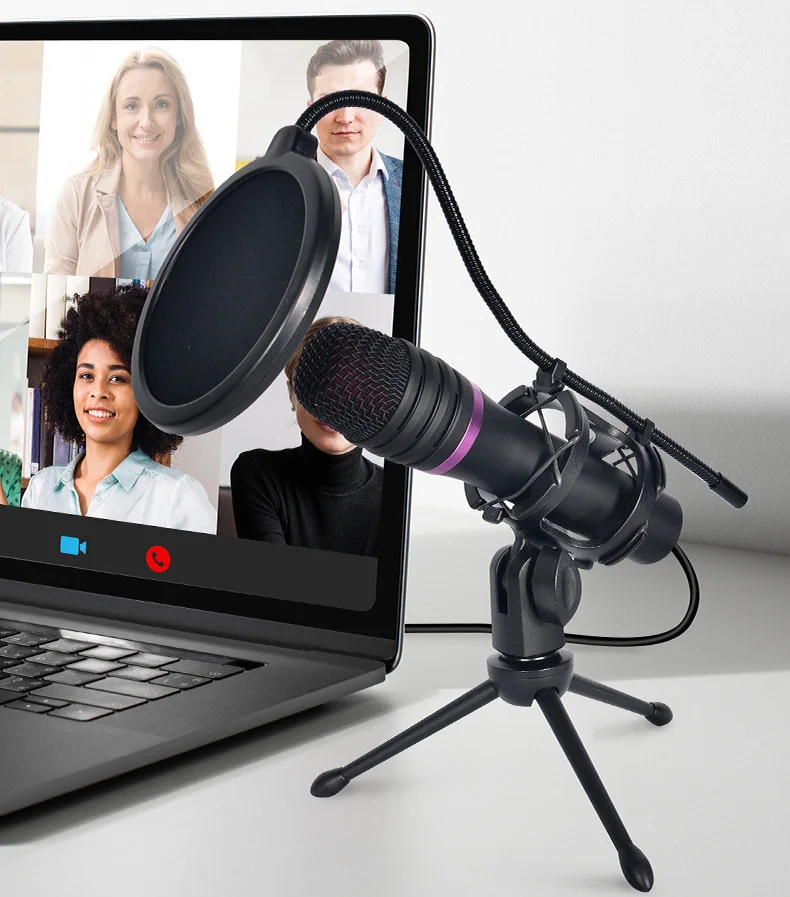 حامل ميكروفون احترافي لتاجر الجملة، حامل ميكروفون للبث المكتبي مع حامل ميكروفون ملاك قابل للتعديل