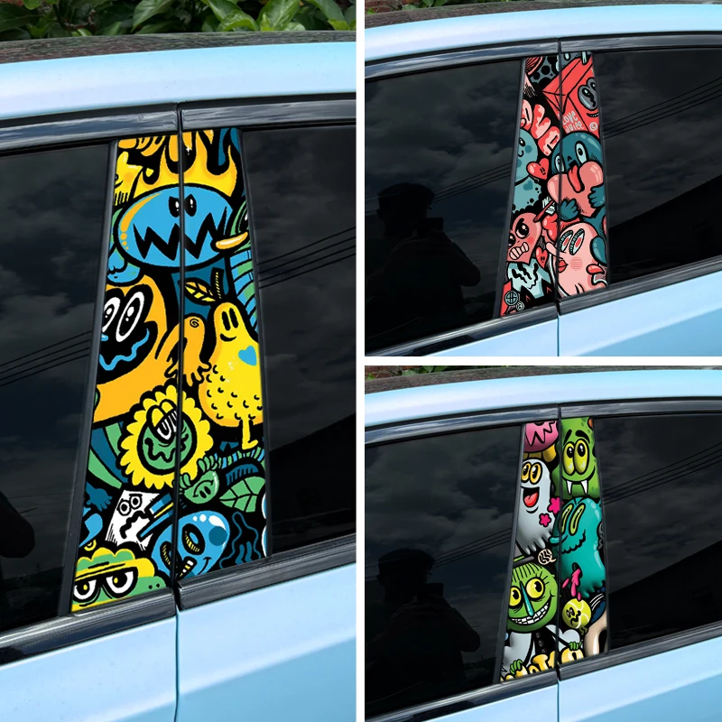 Funny Dopamine Graffiti Car Stickers for Auto B-pillar Waterproof Sunscreen Automobile Vinyl Decals Cover Scratches Decoration