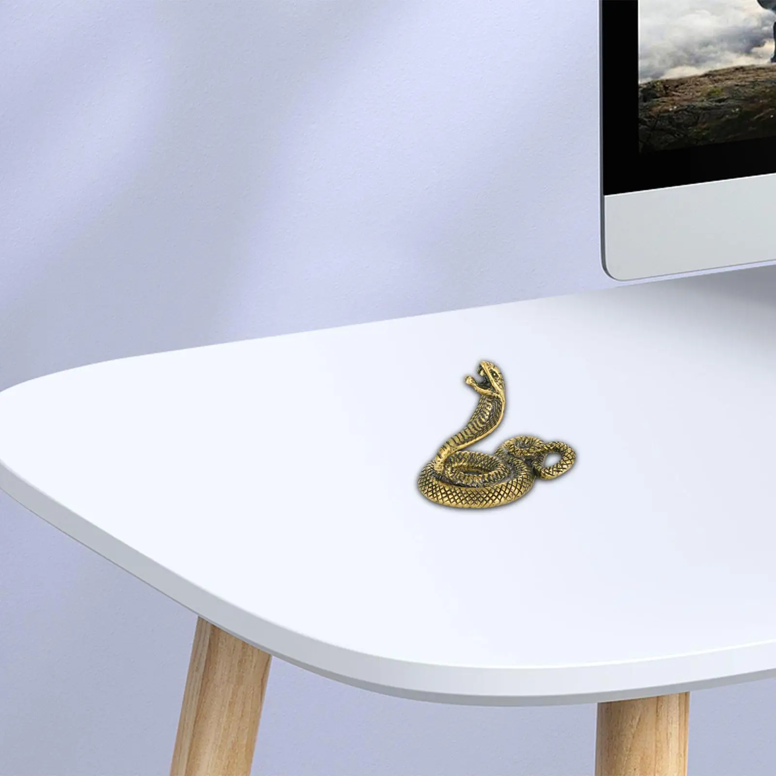 Escultura de serpiente de latón, estatua del año del serpiente china, adorno de té para mascotas, Mini estatuilla de Animal de 1,97 "x 1,57" para escritorio, chimenea, salón de té