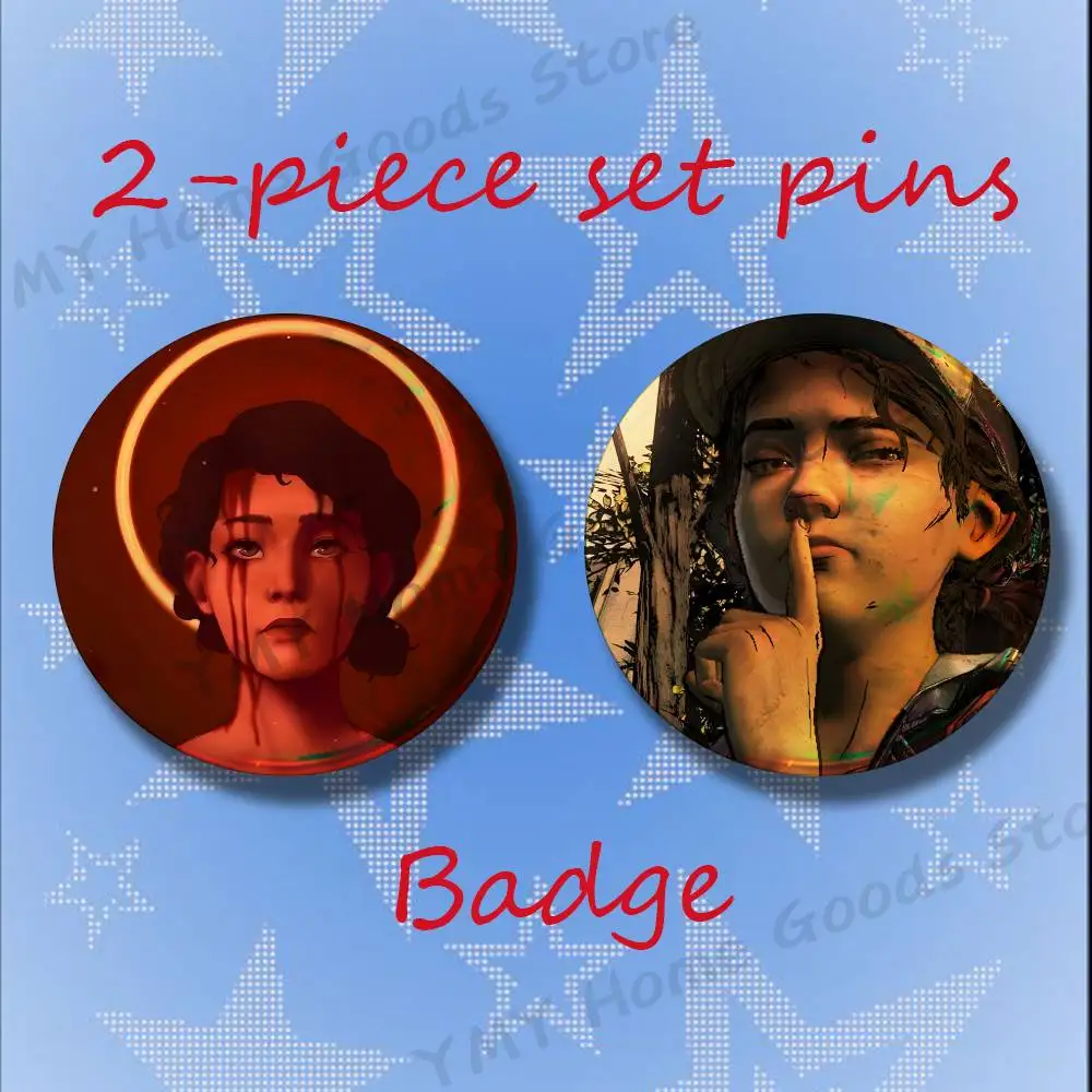 Cartoon C-Clementine TWD Brooches for Backpack Accessories 25 32 44 58 75mm Round 2-piece set Free Mix