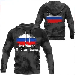 Russia National Emblem Flag Graphic Hoodies For Men Clothes 3D Print Sweatshirts For Men Kids Casual Sports Pullovers Tracksuit