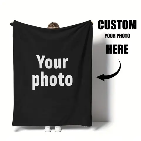 Personalized Photo Blanket Custom Fleece Throw Warm Soft Cozy Plush Flannel Blanket for Winter Thick Comfortable Couch Bed Office