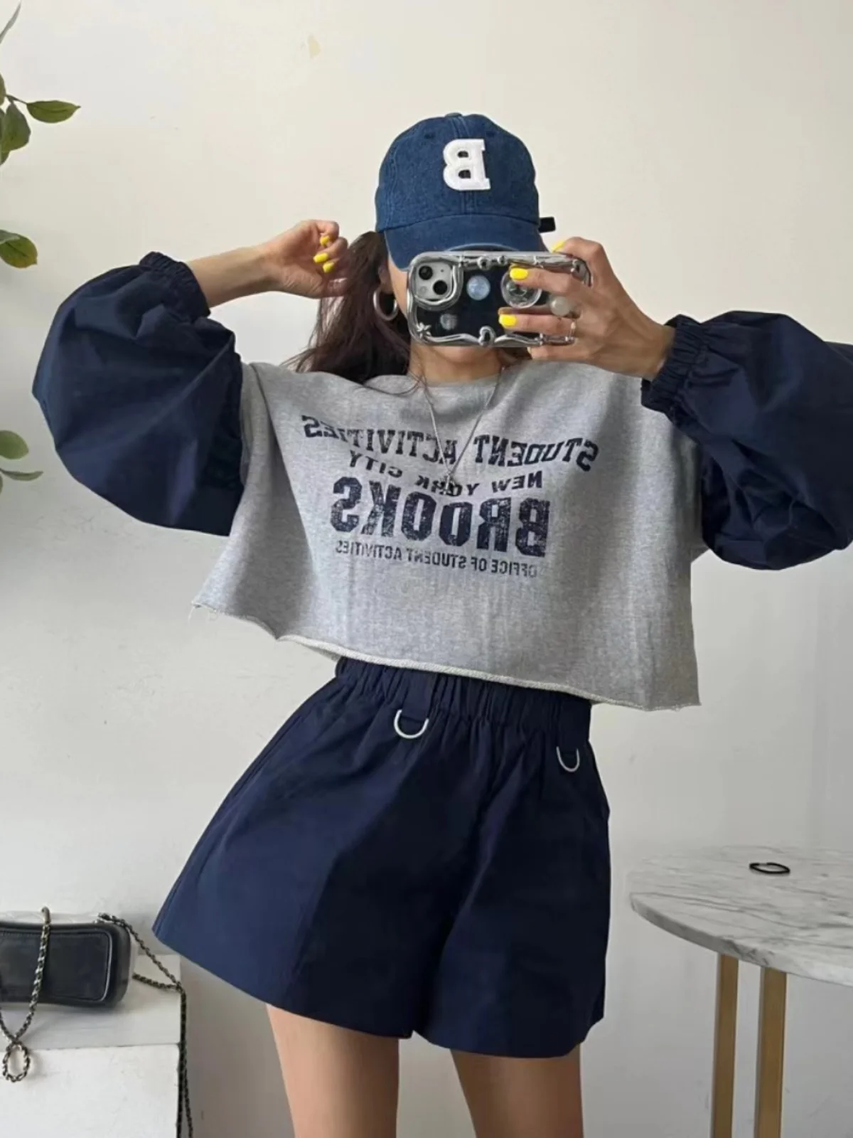 

Casual College Sle Women's Sweatirt Set ort Sve Long Sve Letter Print Color Blo Sports orts Faionable Ensemble
