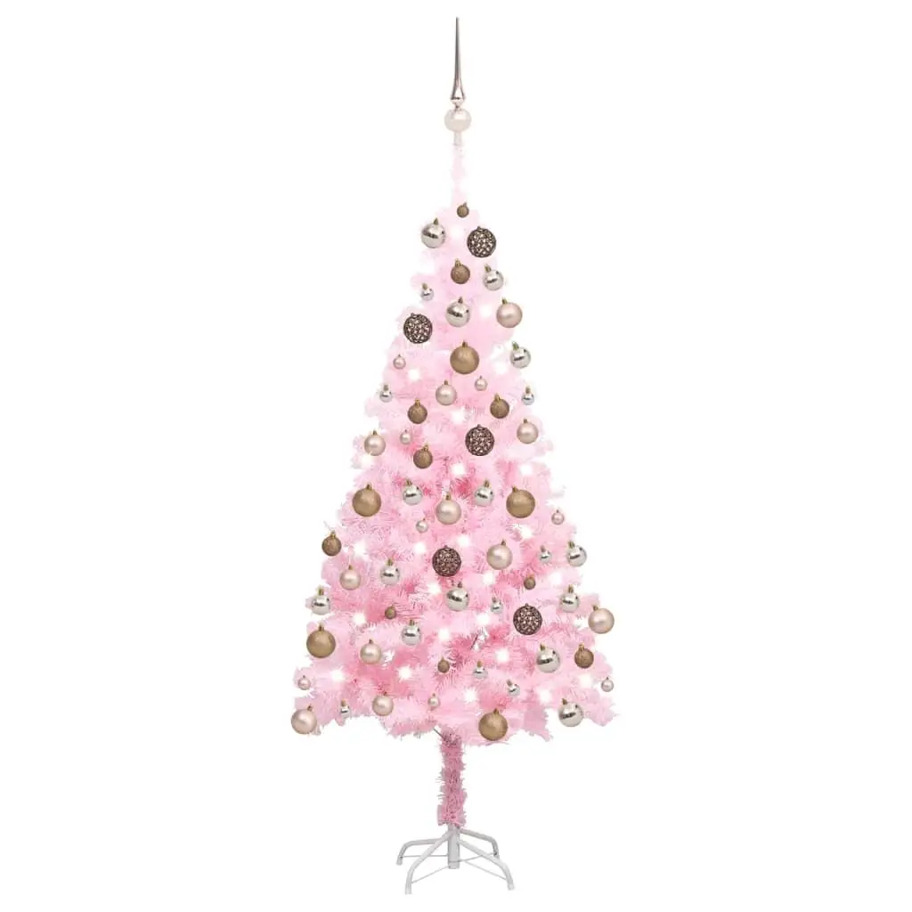 

Prelit Christmas Tree with Ball Set 59.1 Inch PVC Artificial Holiday Decoration