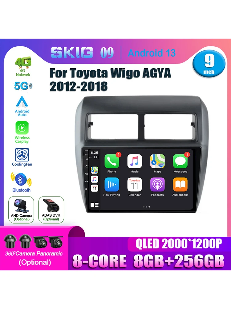 

Android13.0 For TOYOTA Agya Wigo 2012 - 2018 5G Car Radio StereoMultimedia Player Auto Radio 5G WiFi DSP GPS Carplay Bluetooth