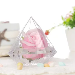 6pcs Creative Diamond-shaped Gift Packaging Box Hollow Plastic Transparent Party Favors Decoration Wedding Candy Box Heart