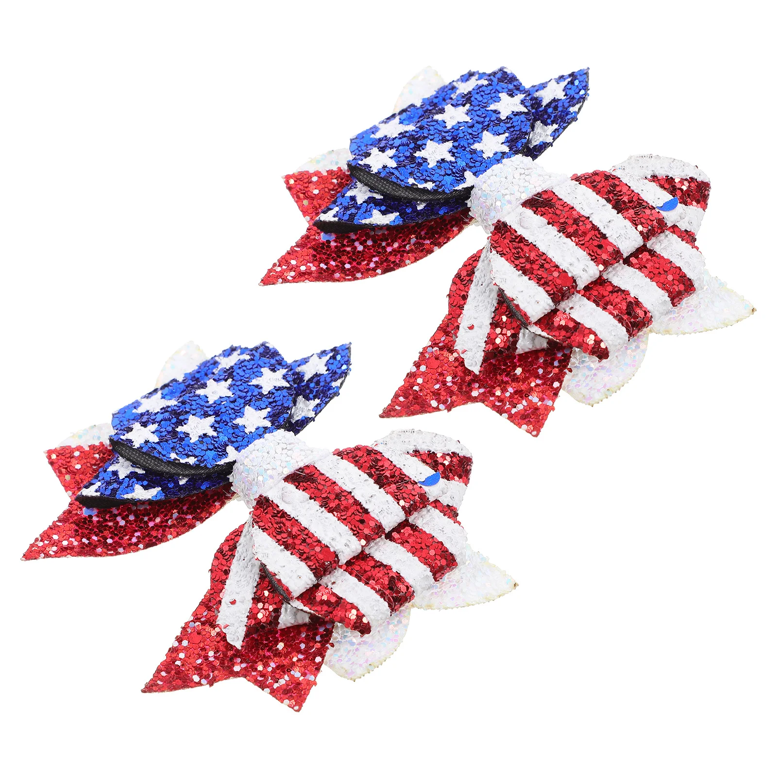 2 Stück Haarschleifen-Clip mit amerikanischer Flagge, leuchtende Farben, rutschfest, patriotischer Haarschmuck für die Party zum Unabhängigkeitstag des 4. Julis