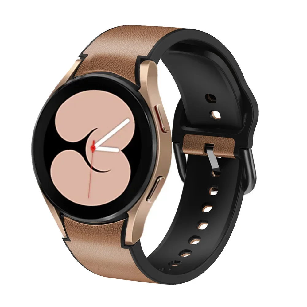 For Samsung Galaxy Watch 7 6 5 4 44mm 40mm 5 Pro 45mm Sports Silicone+Leather Strap Bracelet Watch 6 Classic 47mm 46mm 43mm Band