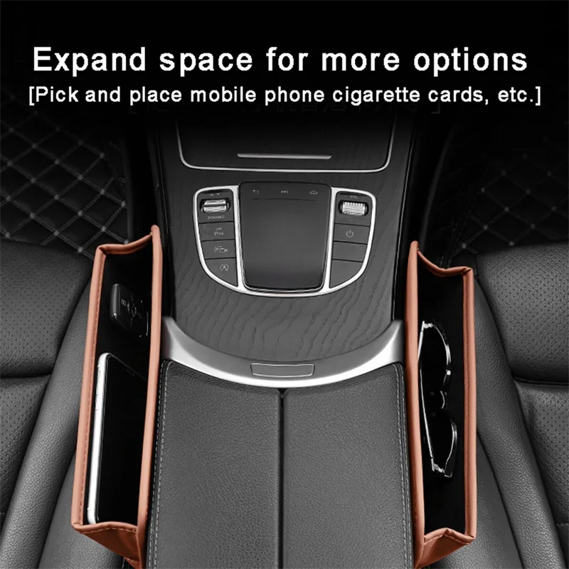 for car interior PU Leather  Console Side Seat Gap Filler Front Seat  Organize storage accessories auto universal