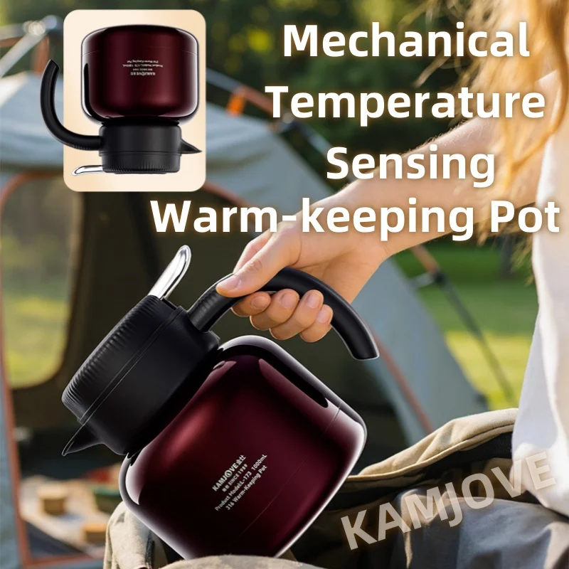 Double-wall Vacuum Insulated Pot with 316 Stainless Steel Inner Liner,Mechanical Real-time Temperature Display,Warm Keeping Pot