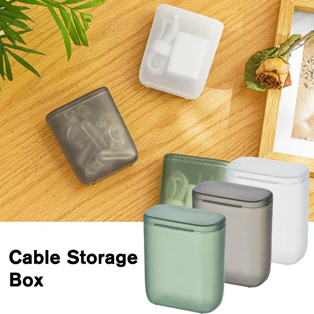 Portable Data Cable Storage Box With Cover Headphone Charger Mobile Phone Travel Transparent Wire Container Box For Office W0r1