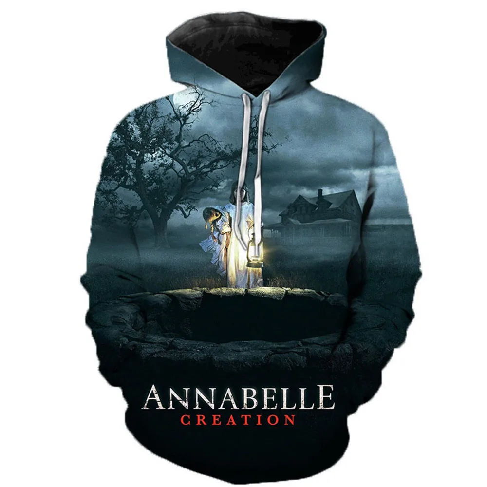 

Annabelle 3D Hoodies Men Women Oversized Fashion Horror Movie Hoodie Pullovers Hooded Sweatshirts Tracksuits Coat Kid Clothing