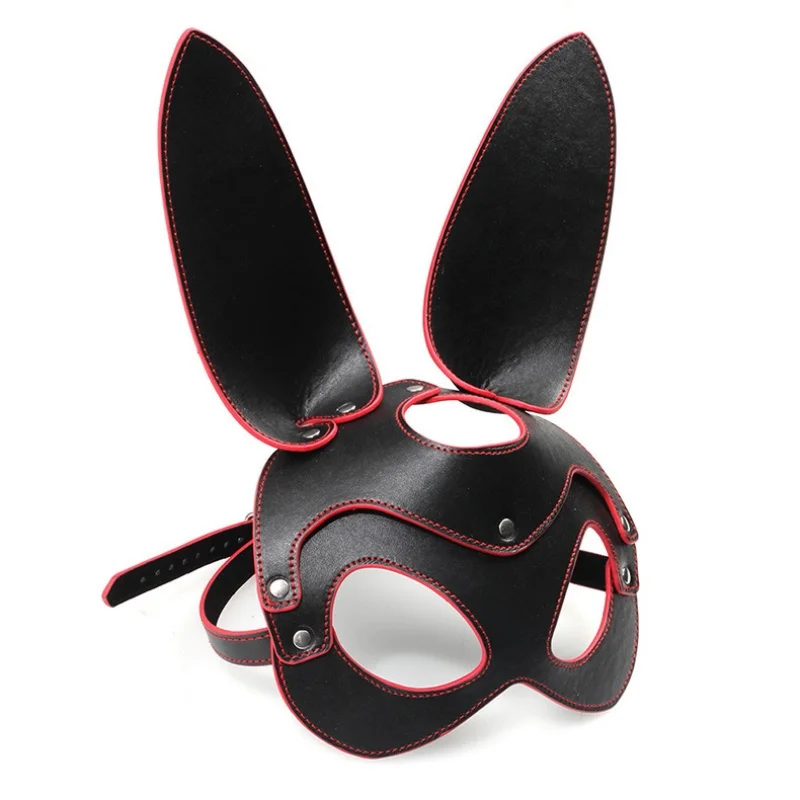 Maschera di coniglio sexy Accessori esotici Maschera di animali fetish in pelle per donne Gay Cosplay Flirtare Costumi di Halloween Festa in discoteca