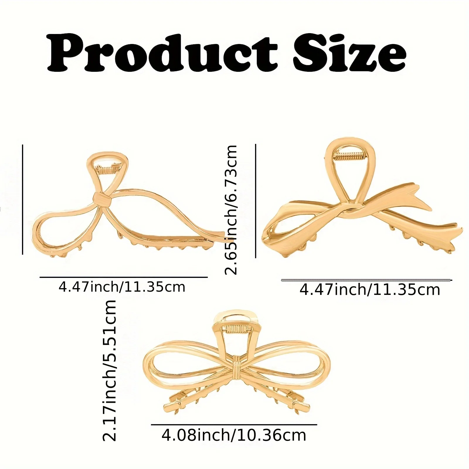 คลิปหนีบผมรูปโบว์อัลลอยด์ขนาดใหญ่สีทองสีเงินกิ๊บหนีบผมรูปปลาฉลามกิ๊บโบว์สำหรับผู้หญิงเครื่องประดับผม