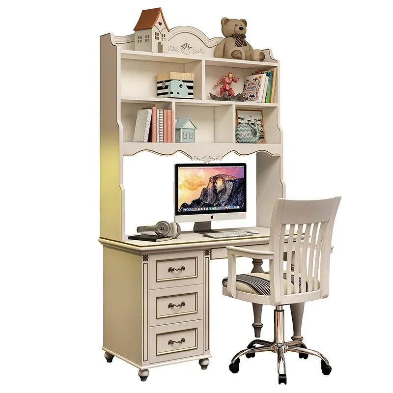 American right-angle desk bookshelf combination