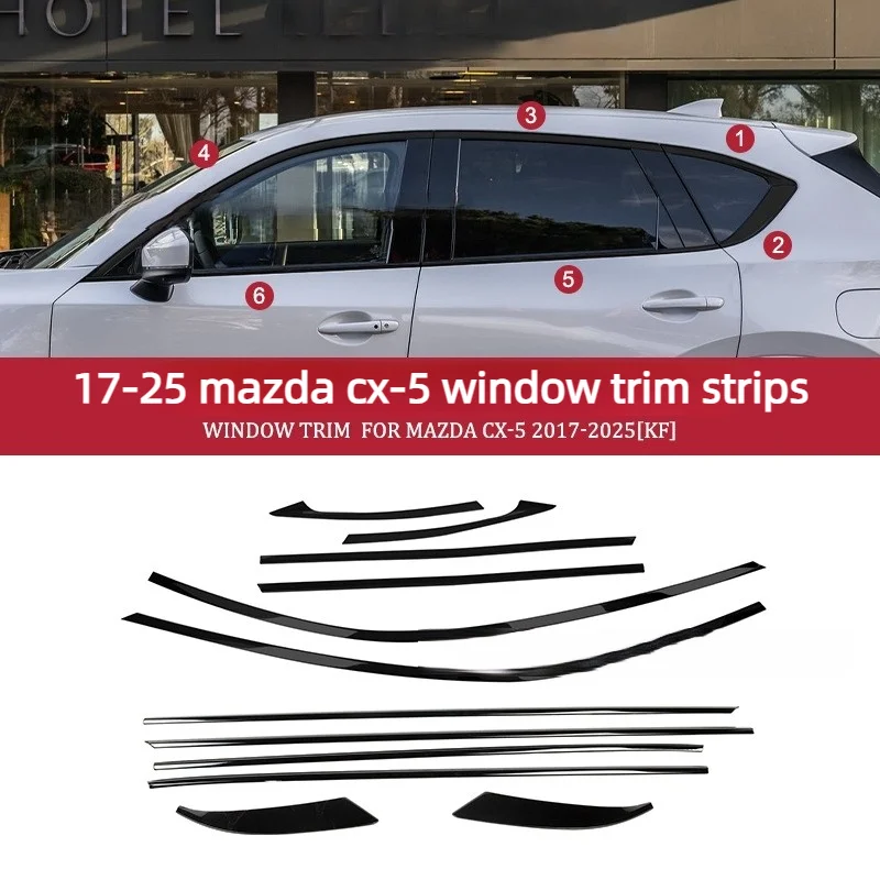 Window Trim For 2017-2025 Mazda Cx-5 Models Black Door Frame Chrome Decorative Protective Car Accessories Modification