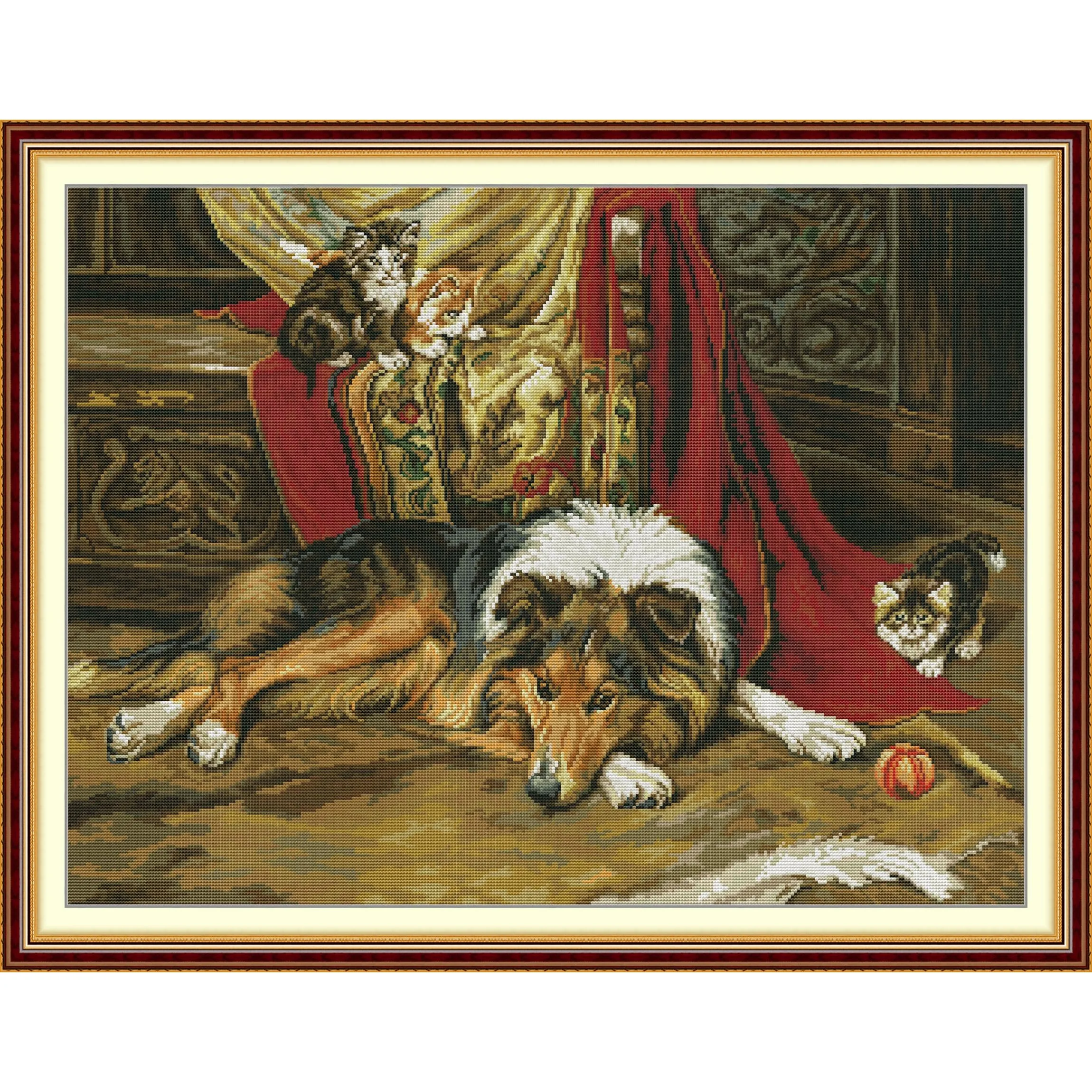 

Soulgift News Набор для вышивки крестом с предварительной печатью, штампованная ткань Аида с нитками DMC, набор для вышивания - немецкая овчарка