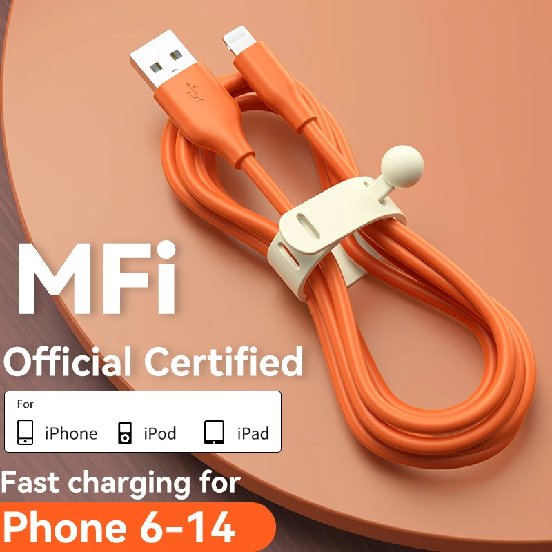 MFi Certified 2.4A USB to Lightning Fast Charging Cable For iPhone 6-14 Series For iPad Data Transfer Cable Phone Accessories