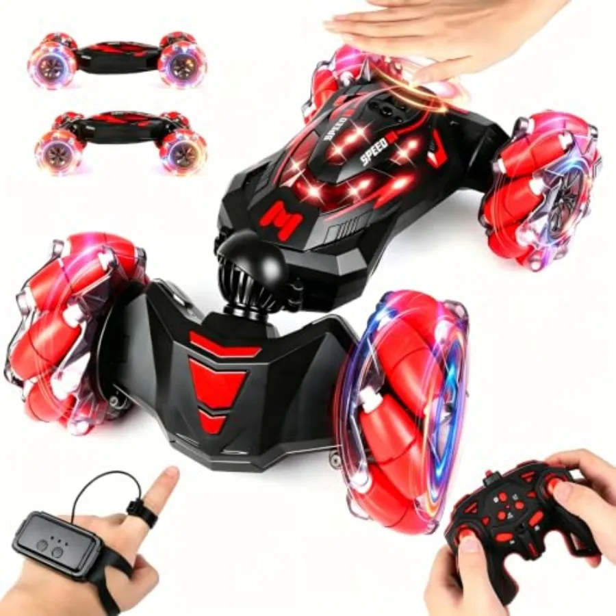 Remote Control Car For Boys Age 6-12: Gesture Sensing Stunt Car With LED Lights And Music, Hand Controlled Twist Design, Birthd