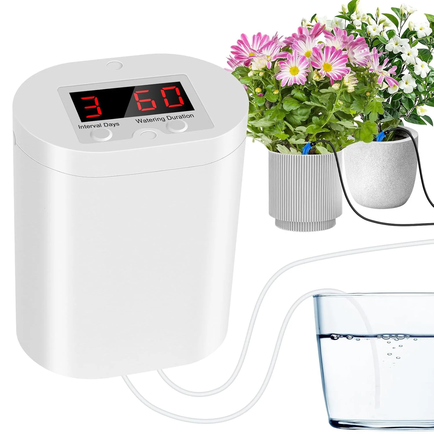 Automatic Plant Watering System with Timer, 2/4/8/16 Outlets Drip Irrigation Kit for Garden Home Planters