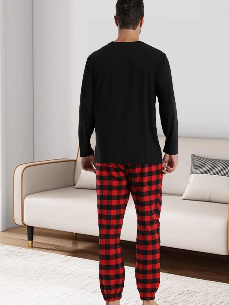 Men\'s homewear suit fashion leisure solid colour pyjamas plaid pyjama trousers shrinking feet home daily wear suit