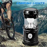 Solar LED Portable Lantern Telescopic Torch Lamp Multi-Function Outdoor Camping Emergency Tent Lamp COB Lighting Black