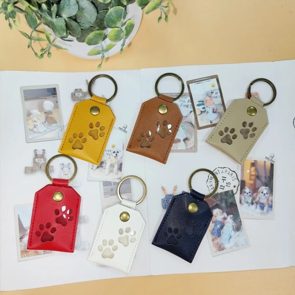 Cat Dog Claw Pet Hair Storage Bag Keyring Puppy Pet Hair Keychain DIY Handmade PU Leather Dogs Paw Pendant Pet Lovers