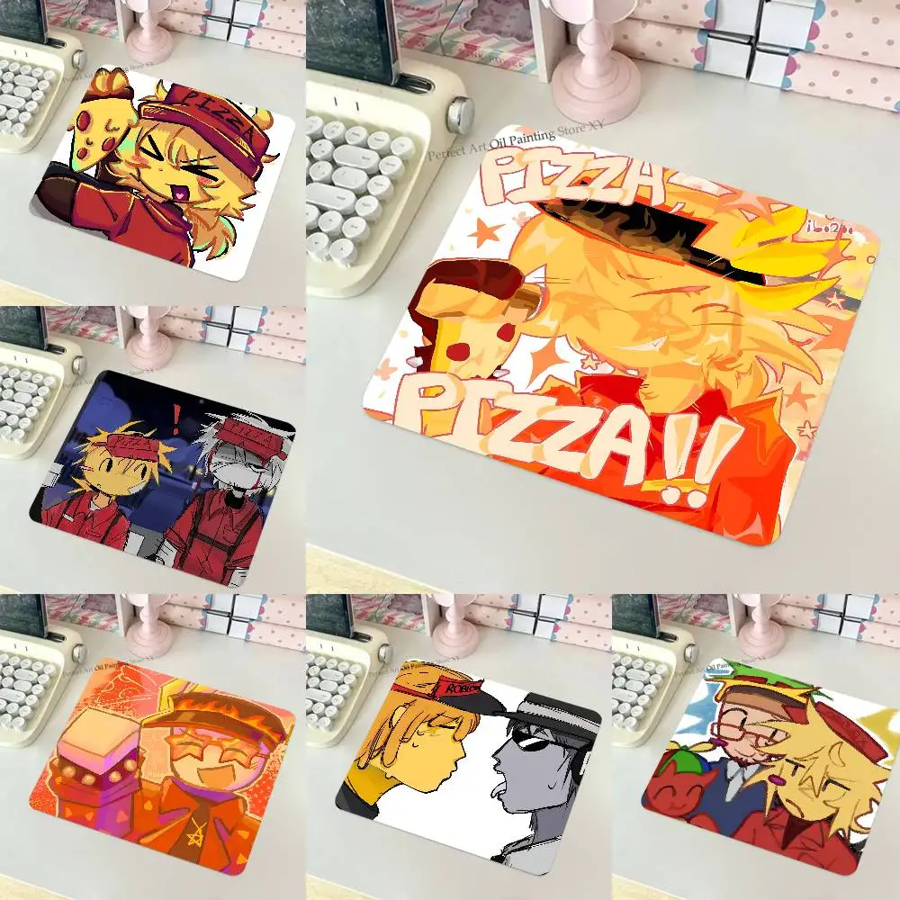 E-Elliot Anime Pizza Mousepad Small LockEdge Mouse Pad For Gamers Computer Desk Pad Rectangular Anti-slip Rubber