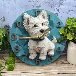 Aluminum Wall Clock With West Highland White Terrier Design - Perfect For Living Room Decor & Valentine'S Day Gift
